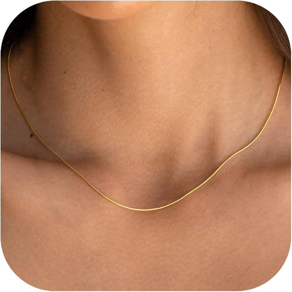 GIFT4U 18K Gold Plated & Stainless Steel Chain Necklace for Women Girls, 1.35mm and 2.6mm Papercl... | Amazon (US)