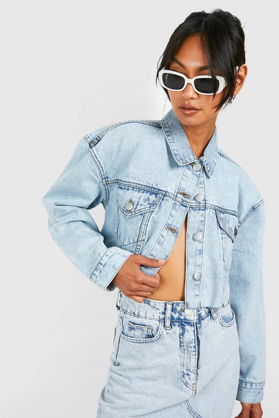 Raw Edge Crop Denim Jacket | Boohoo.com (UK & IE)