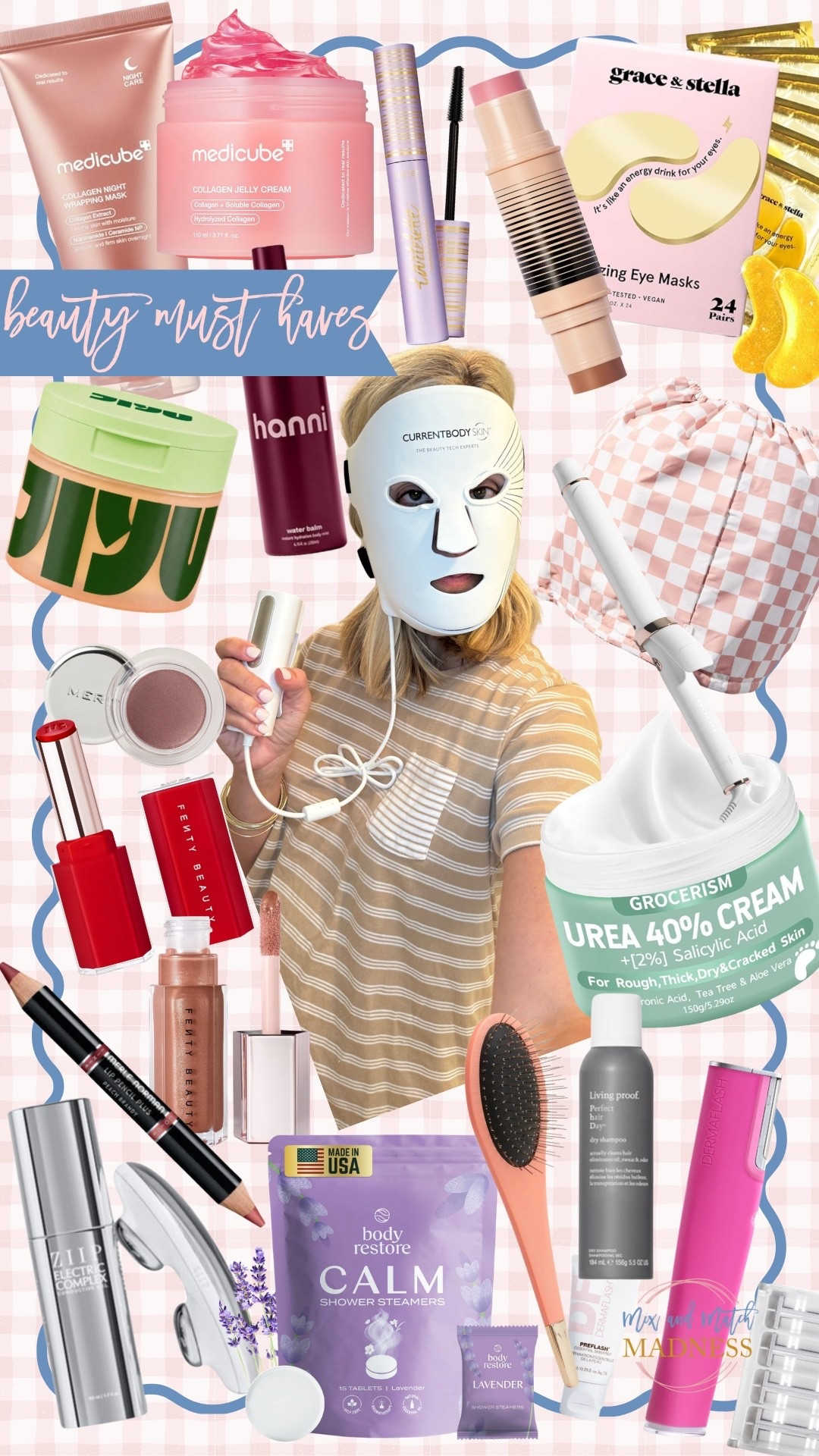 My beauty must-haves that I swear by as a not-so-beauty-blogger, 45-year-old mom of 3 just doing my best!!

Makeup/Lip colors:
Dibs - Shade 1 - Desert Island Duo
Dibs - Baked Blush - Spice Gal
Mascara - Brown
Lip - Peach Brandy (Merle Norman)
Eye Shadow - Palladium

Codes:
Dibs - MIXANDMATCH 
Current Body - mixandmatch 
ZIIP Halo - mixandmatch

#LTKOver40 #LTKBeauty #LTKdayinmylife #LTKdayinmylife #LTKOver40 #LTKBeauty