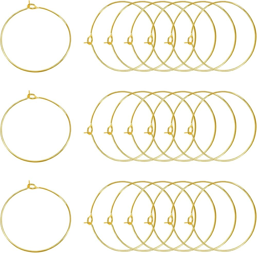 TOAOB 100pcs Wine Glass Charm Rings 25mm Gold Plated Open Earring Beading Hoop Party Favor | Amazon (US)