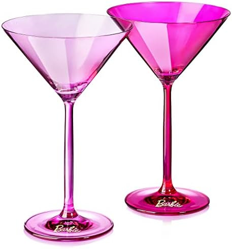 Barbie Martini Glasses, Barbie x Dragon Glassware Collection, Magenta and Pink Crystal Cocktail Glas | Amazon (US)