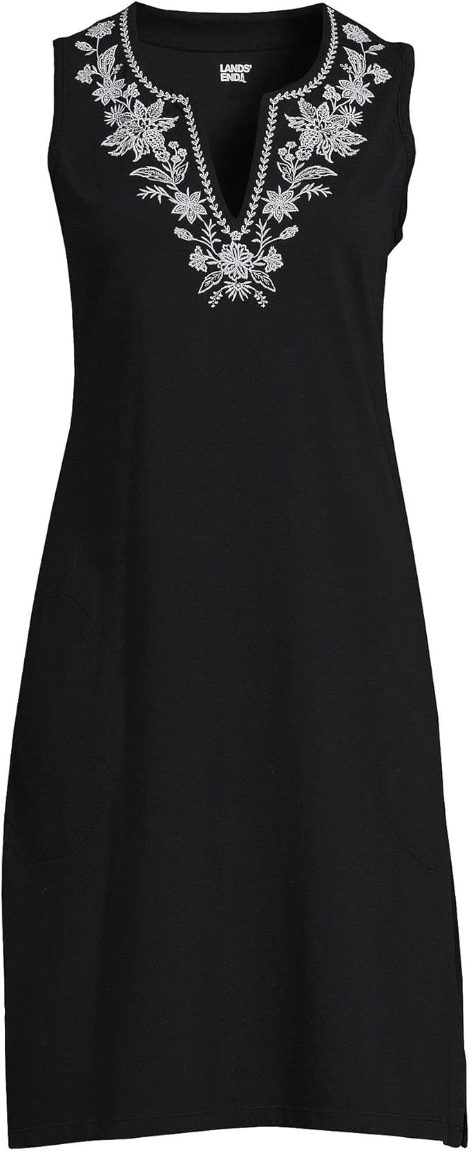 Lands' End Women's Cotton Jersey Sleeveless Swim Cover-up Dress | Amazon (US)