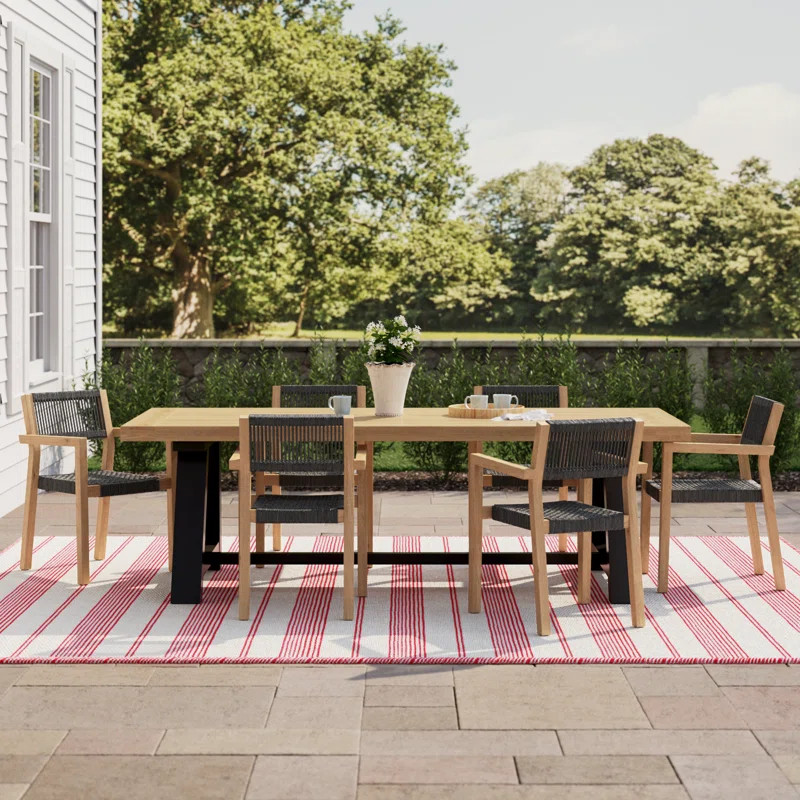 Morones Rectangular Reclaimed Teak & Metal 6 Person Indoor Outdoor Dining Set | Wayfair North America