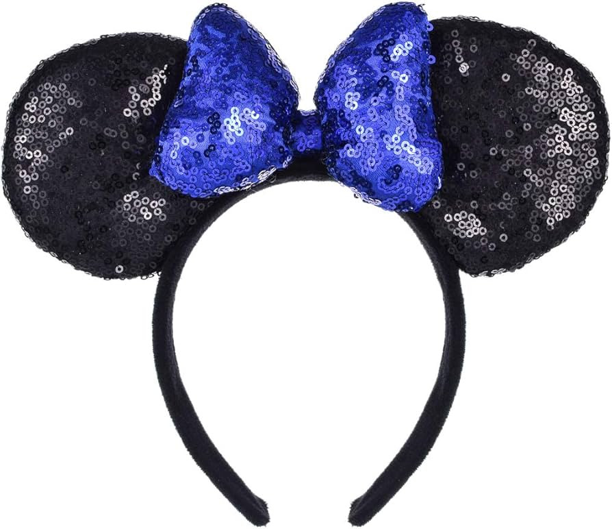 A Miaow 3D Black Mouse Sequin Ears Headband MM Glitter Butterfly Hair Clasp Park Supply Adults Wo... | Amazon (US)
