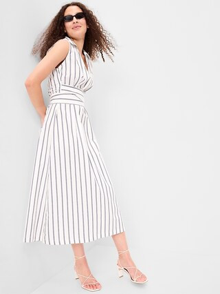 Sleeveless Wrap-Waist Midi Shirt Dress | Old Navy (US)
