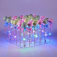 Acrylic Cake Pop Display Stand, ANMEISH 36 Hole Clear Lollipop Holder with LED String Lights, Ideal  | Amazon (US)