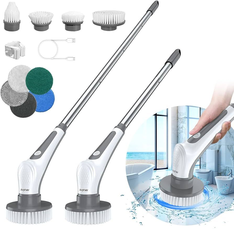 Electric Spin Scrubber, 10 in 1 Airpher Cordless Cleaning Brush IPX8 with 9 Replaceable Brush Hea... | Amazon (US)