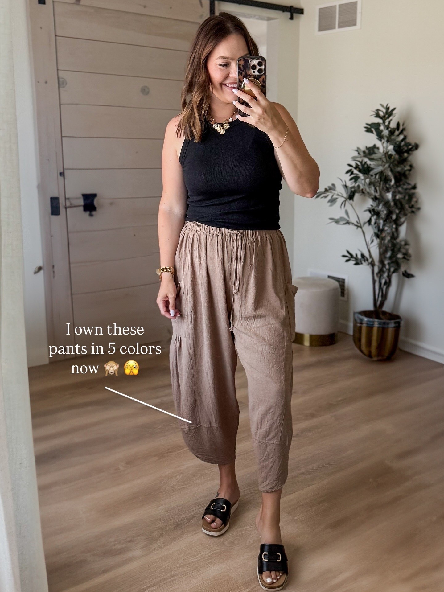 The best pants - size large and higher neck tank from target - size large 

#LTKSeasonal #LTKMidsize #LTKStyleTip