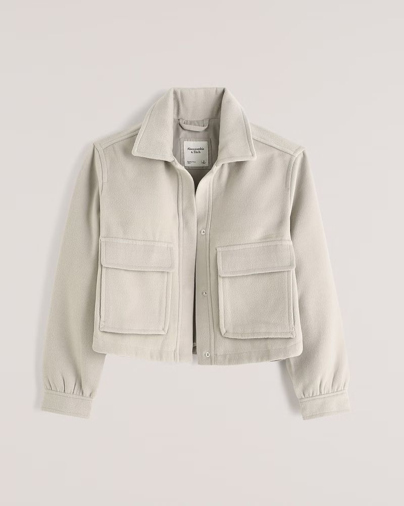 Women's Cropped Cozy Shirt Jacket | Women's Coats & Jackets | Abercrombie.com | Abercrombie & Fitch (US)