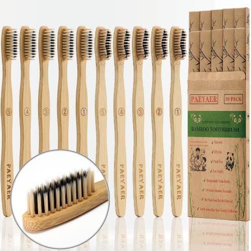 paeyaer 20 Count Bamboo Toothbrushes ( Soft Toothbrush+Toothbrush Medium) Biodegradable Charcoal ... | Amazon (US)