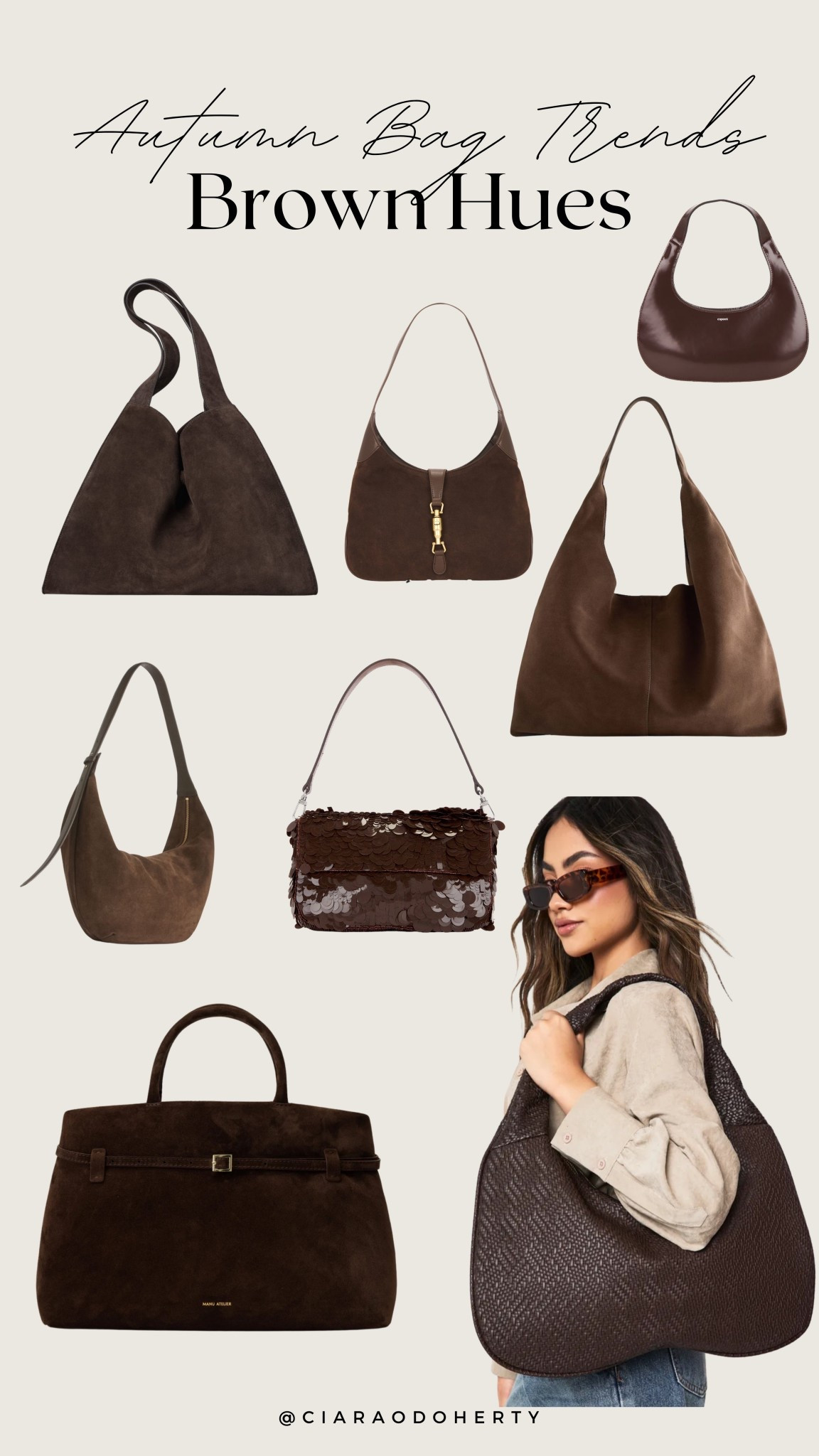 2025 Autumn Bag Trends: Brown Hues
Brown bags, suede bags, sequin bags, suede tote 


#LTKautumn #LTKFashionMonth #LTKireland