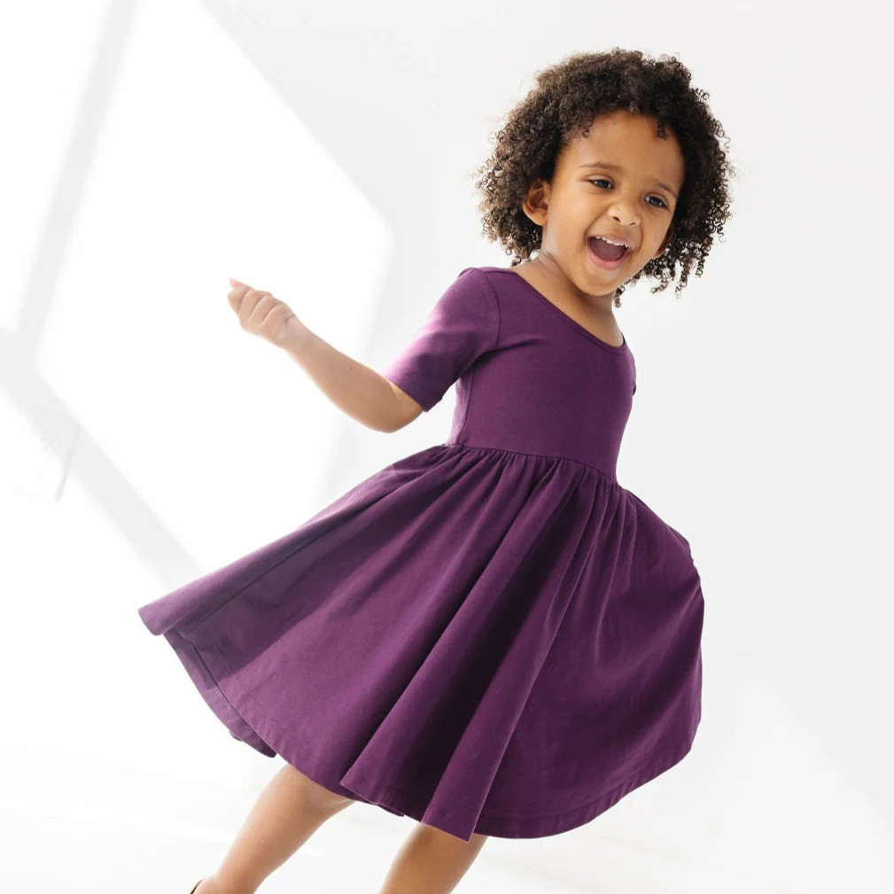 The Short Sleeve Ballet Dress in Plum | Alice + Ames