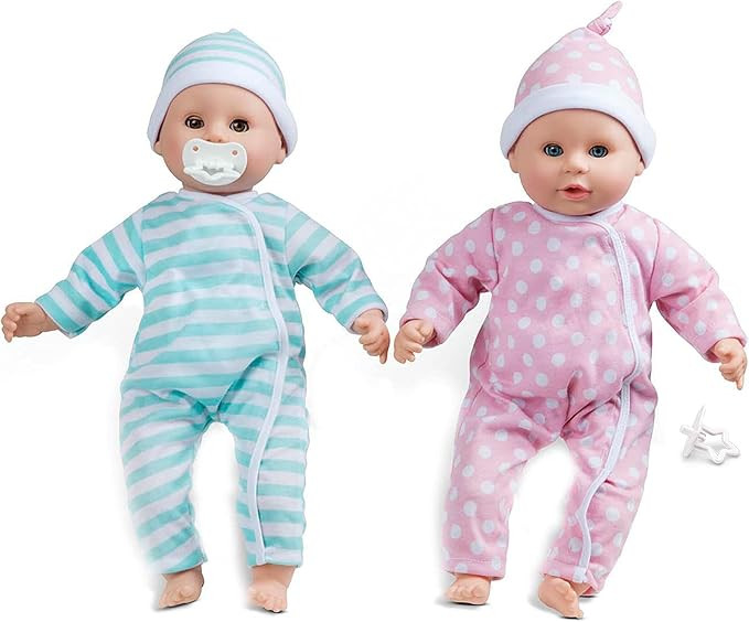 Melissa & Doug Mine to Love Twins Luke & Lucy 15” Light Skin-Tone Boy and Girl Baby Dolls with ... | Amazon (US)