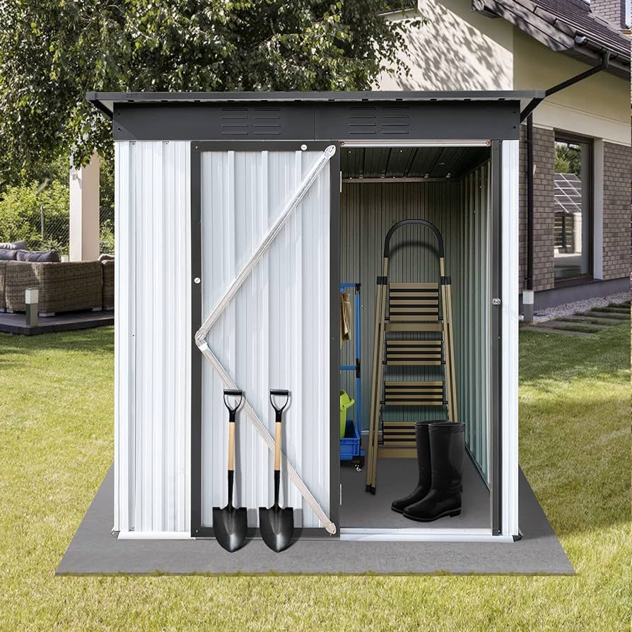 5Ft x 3Ft Outdoor Metal Garden Shed, Steel Garden Storage Shed with Single Lockable Door & Vents,... | Amazon (US)