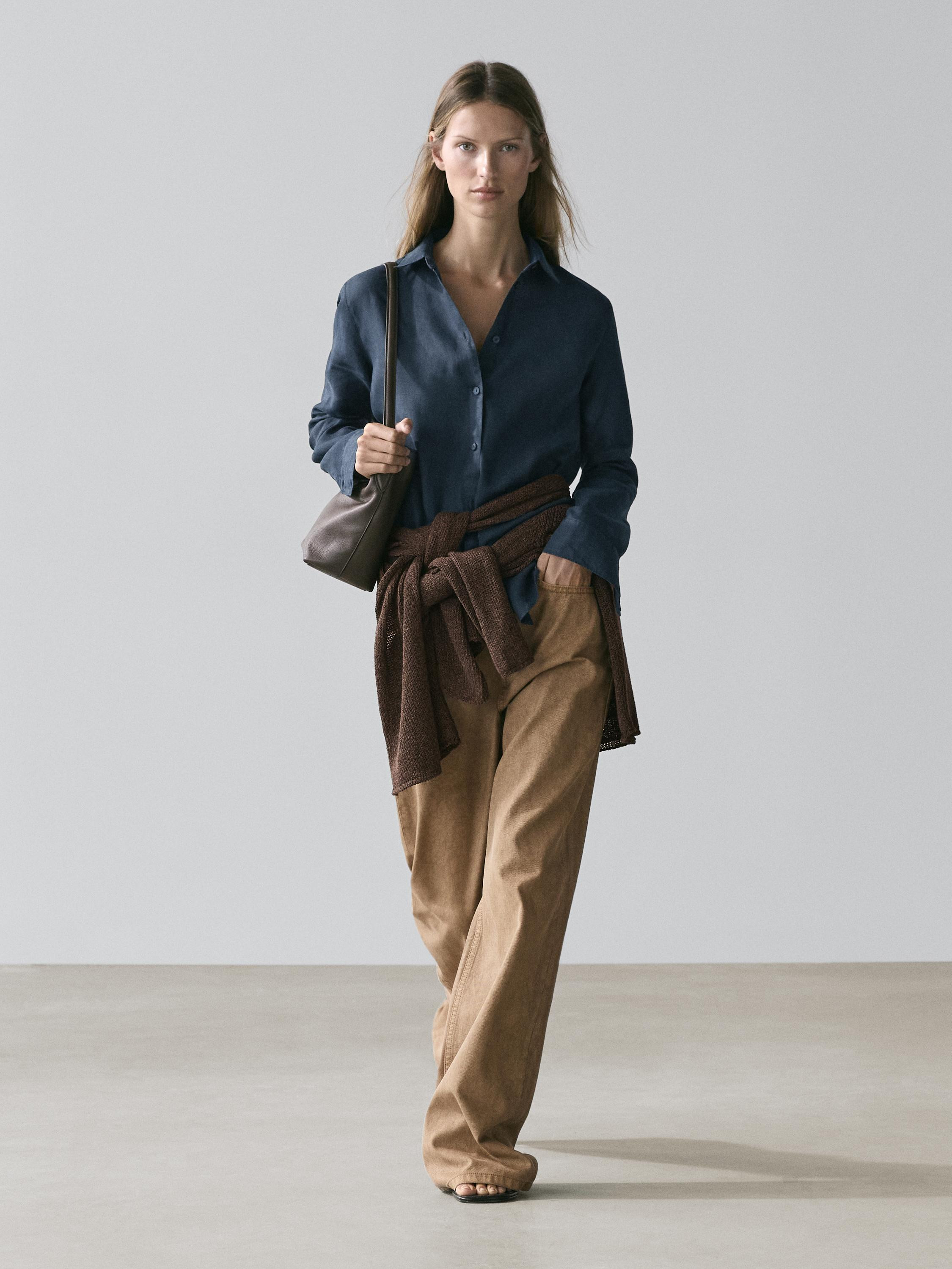 Fließendes Hemd aus 100 % Leinen | Massimo Dutti DE