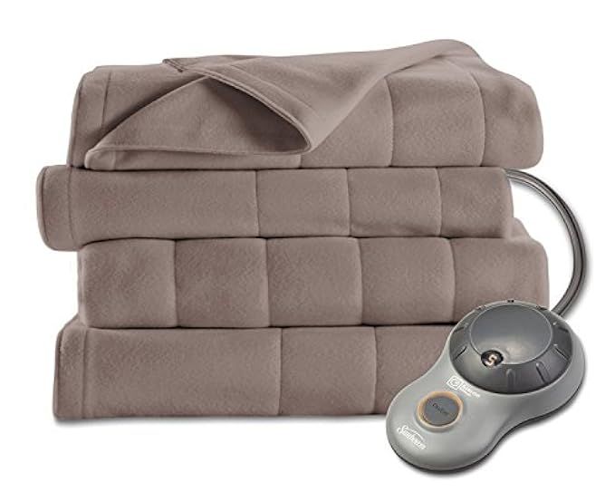 Sunbeam Quilted Fleece Heated Blanket, Queen, Mushroom, BSF9GQS-R772-13A00 | Amazon (US)