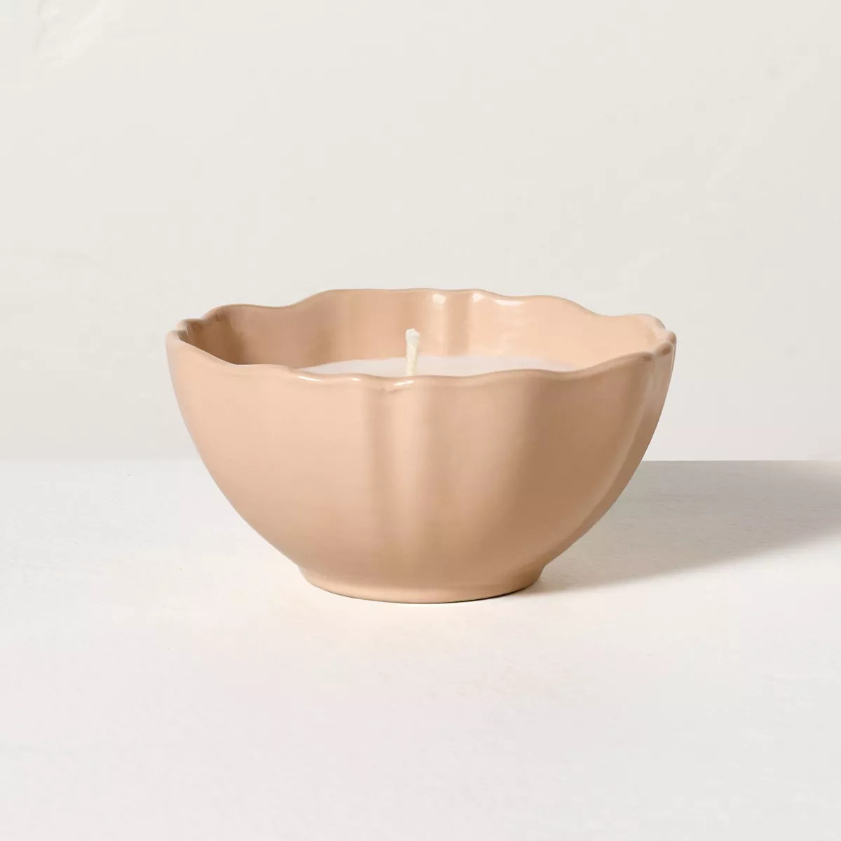 Scalloped Ceramic Sandalwood and Terra Cotta Jar Candle Blush - Hearth & Hand™ with Magnolia | Target