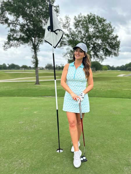 Golf dress and shorts under neath. Wearing a medium. Adidas golf shoes and hat

#LTKtravel #LTKActive #LTKover40