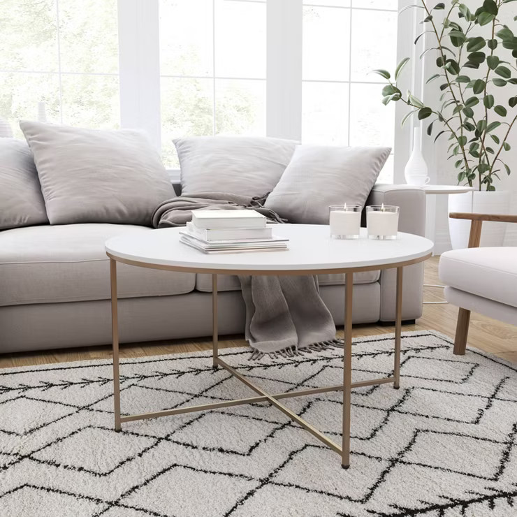 Coffee Table with Round Cross Brace Frame - Merrick Lane | Target