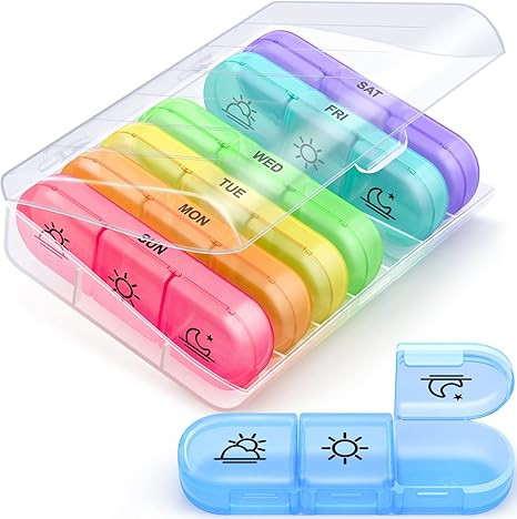 ZIKEE Weekly Pill Organizer 3 Times A Day, Compact Pill Box 7 Day with Roomy Pill Case and Sturdy... | Amazon (US)
