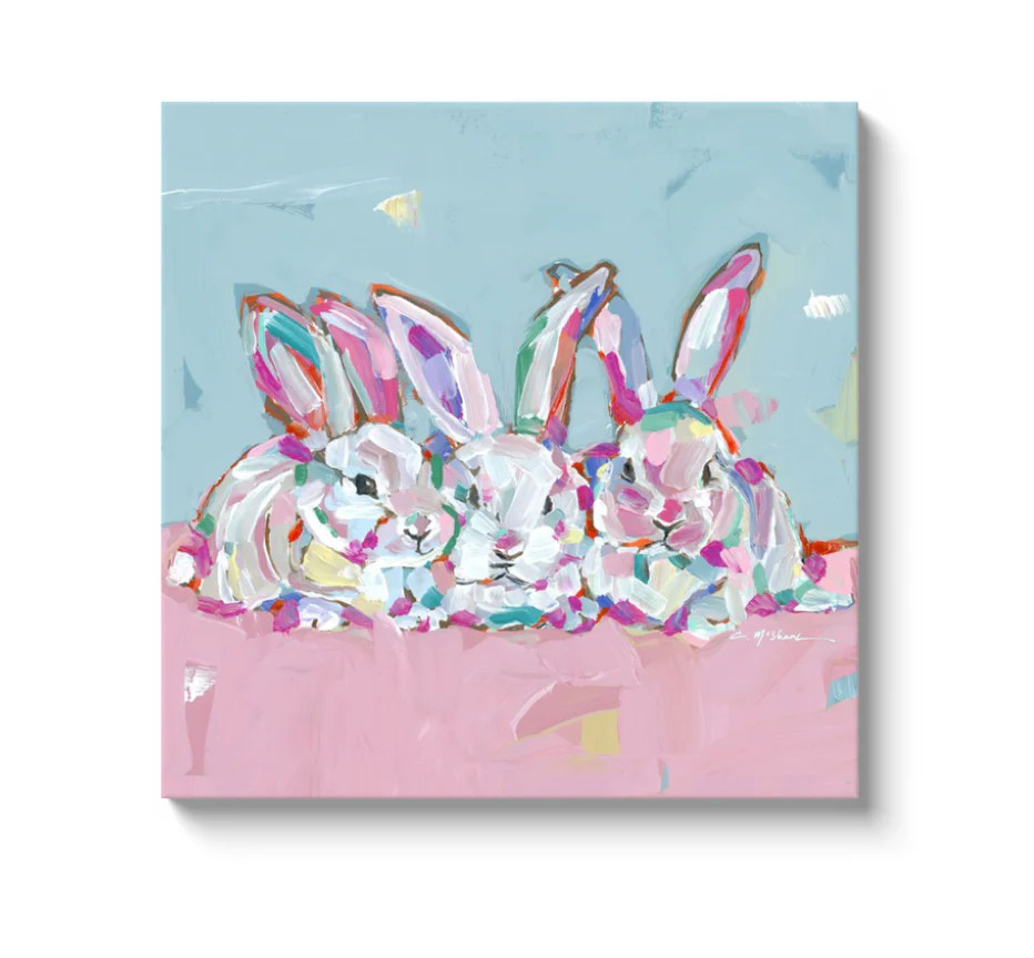 "Hip Hap Hop" bunnies on canvas | Chelsea McShane Art