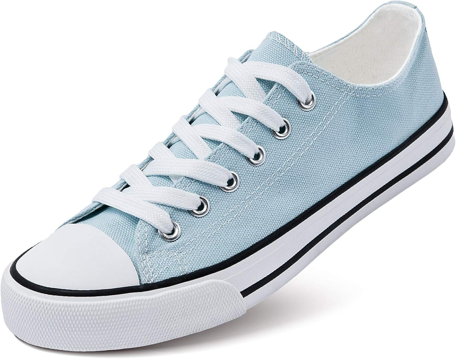 Womens Canvas Sneakers Low Top Lace Up Canvas Shoes Fashion Comfortable | Amazon (US)