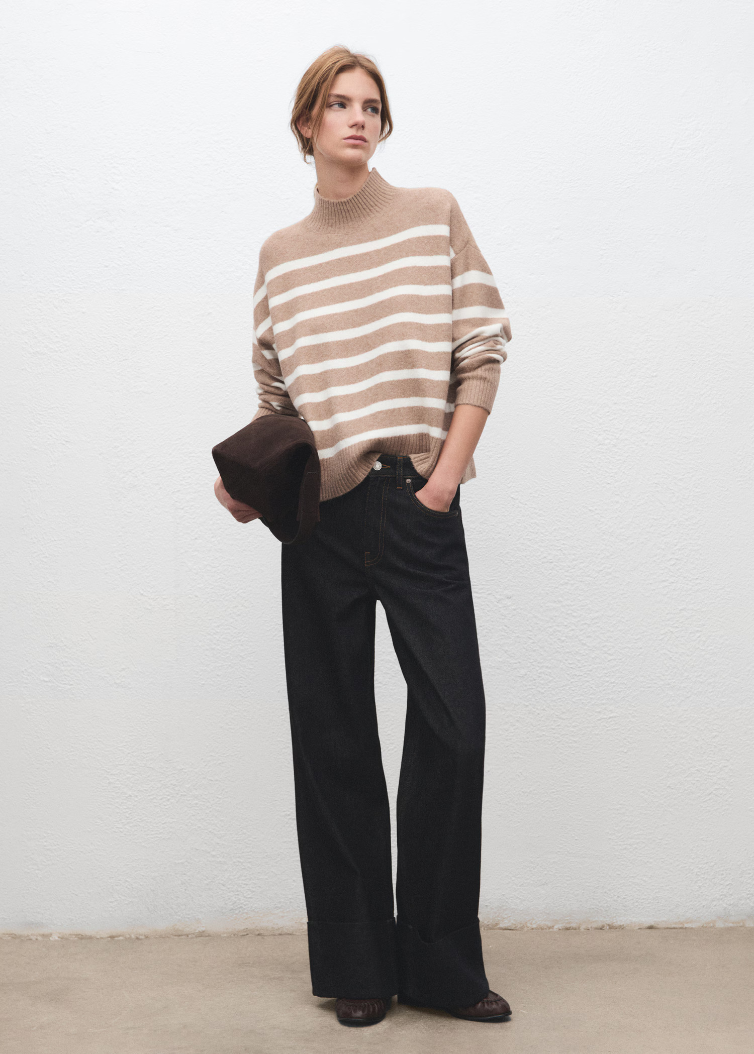 Oversized striped turtleneck sweater | Mango (US/MX/AU)