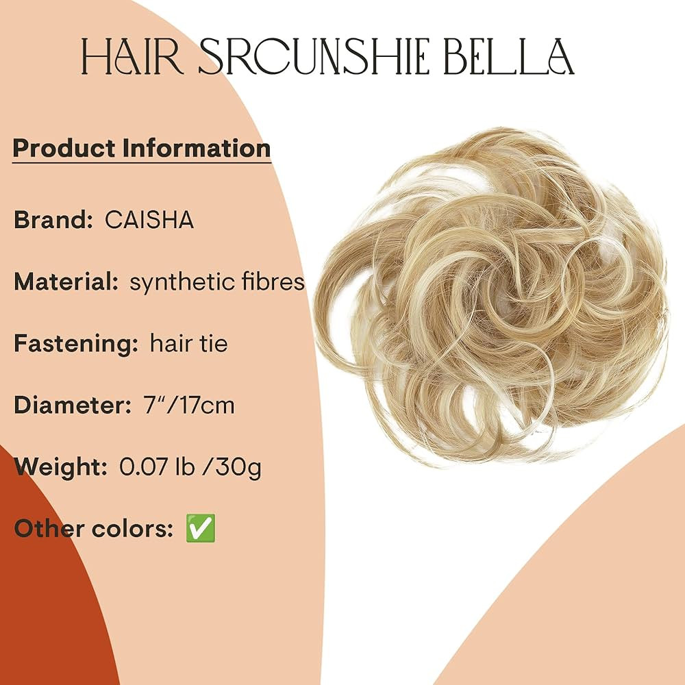 CAISHA Synthetic Fiber Hairpiece Scrunchie Scrunchy Updo Slightly Wavy Blond Mix G30B | Amazon (US)
