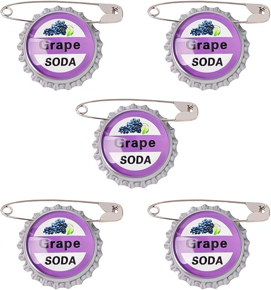 Ximimark 5pcs Grape Soda Bottle Cap Pins Brooches Shirt Lapel Pins Ellie Badge Grape Soda | Amazon (US)