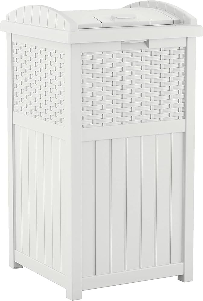 Suncast 33 Gallon Hideaway Trash Can for Patio - Resin Outdoor Trash with Lid - Use in Backyard, ... | Amazon (US)