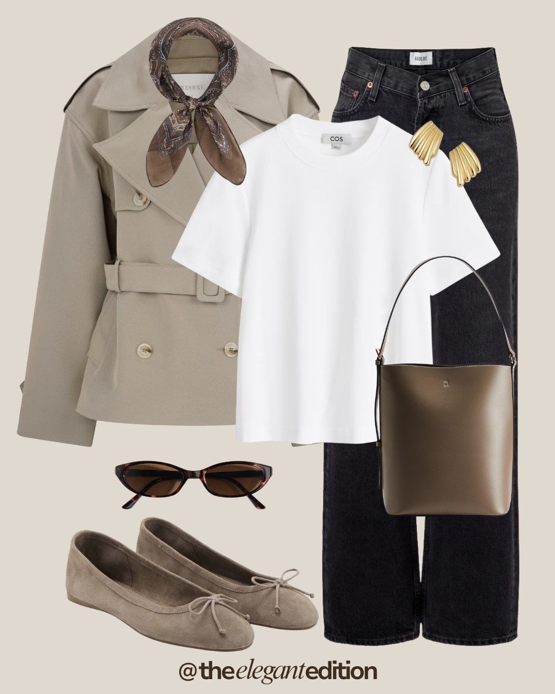 Spring Trench Outfit 🤍🤎
black denim straight leg cuffed beige trench coat cropped belted double breasted white tee oversized taupe grey ballet flats bow detail olive green leather tote bag bucket style shoulder bag silk scarf brown paisley print sunglasses tortoise oval gold earrings fan shaped spring transitional casual chic timeless elegant neutral color palette
#LTKspring #LTKstyletip #LTKeurope

#LTKeurope #LTKstyletip #LTKspring