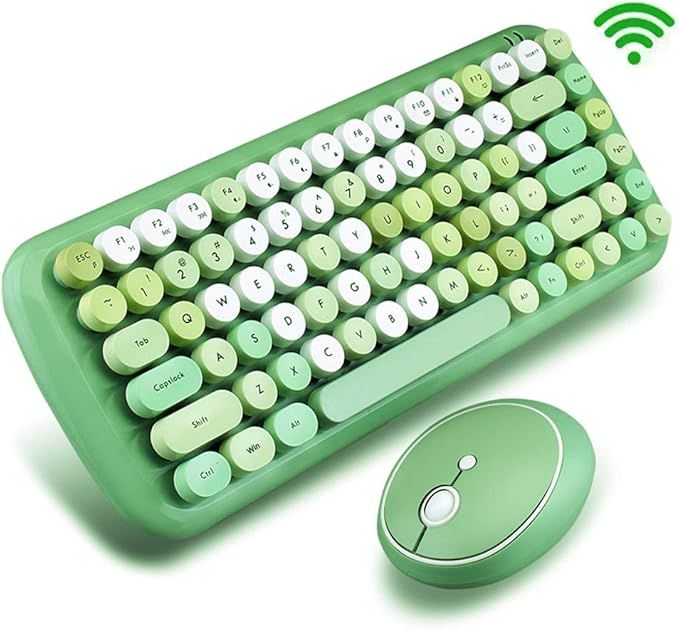 Wireless Keyboard Mouse,Onlywe Mini 2.4G Wireless Round Punk Cute Candy Colors Keyboard and Optic... | Amazon (US)
