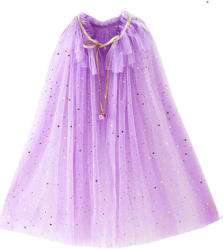 Lovely Mermaid Girls Cape Cloak Princess Shining Halloween Christmas Dress Up Birthday (purple) | Amazon (US)