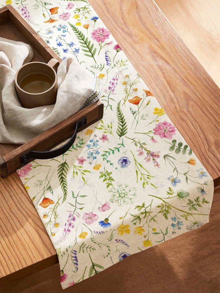 1pc Floral Pattern Table Runner, Polyester Kitchen Table Runner For Home
       
              
 ... | SHEIN