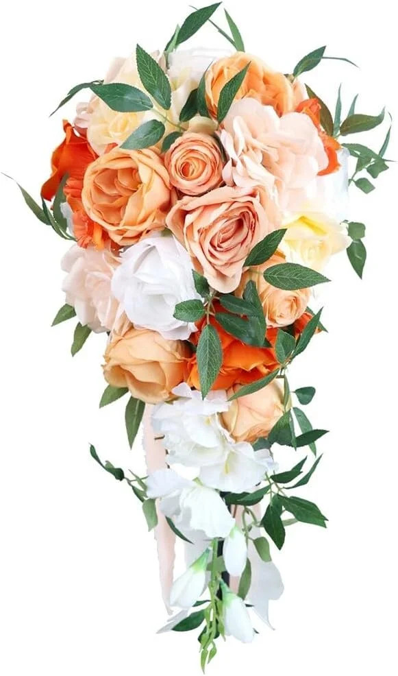 Wedding Bouquets Artificial Flowers Wedding Bouquets for Bride Bridesmaid Holding Flower Cascadin... | Walmart (US)