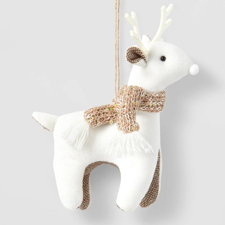 Fabric Reindeer Christmas Tree Ornament White - Wondershop™ | Target
