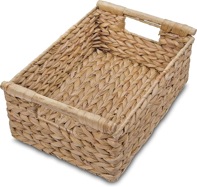 VATIMA Hyacinth Medium Wicker Basket 13.6x9.5x5.6" - With Handle, Living Room Decor, Rectangular ... | Amazon (US)