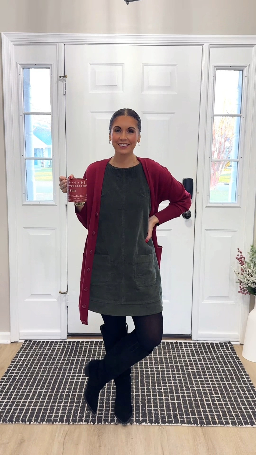 When Wednesday feels a little like Christmas! Work attire today 🌲 
Dress: xs
Cardigan: small
Boots: 7

#LTKPetite #LTKootd #LTKHoliday