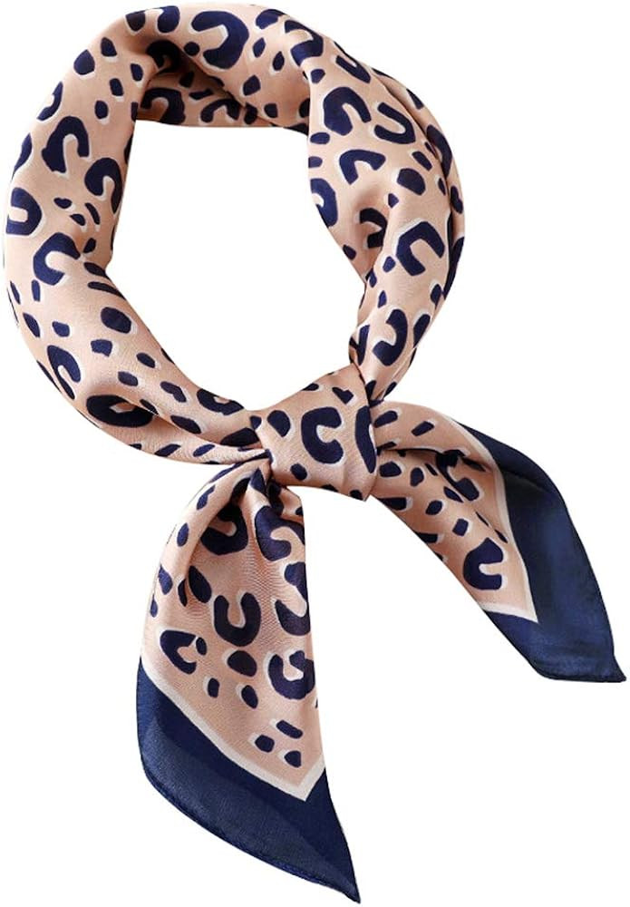 GERINLY Silk Hair Scarf Animal Print Leopard Neck Scarf Summer Neckerchief for Women | Amazon (US)