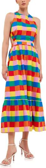 English Factory Rainbow Check Cotton Halter Maxi Dress | Nordstrom | Nordstrom