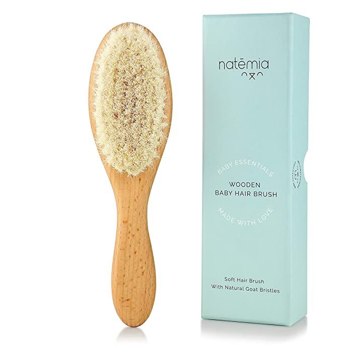 Natemia Quality Wooden Baby Hair Brush for Newborns & Toddlers | Natural Soft Goat Bristles | Ide... | Amazon (US)