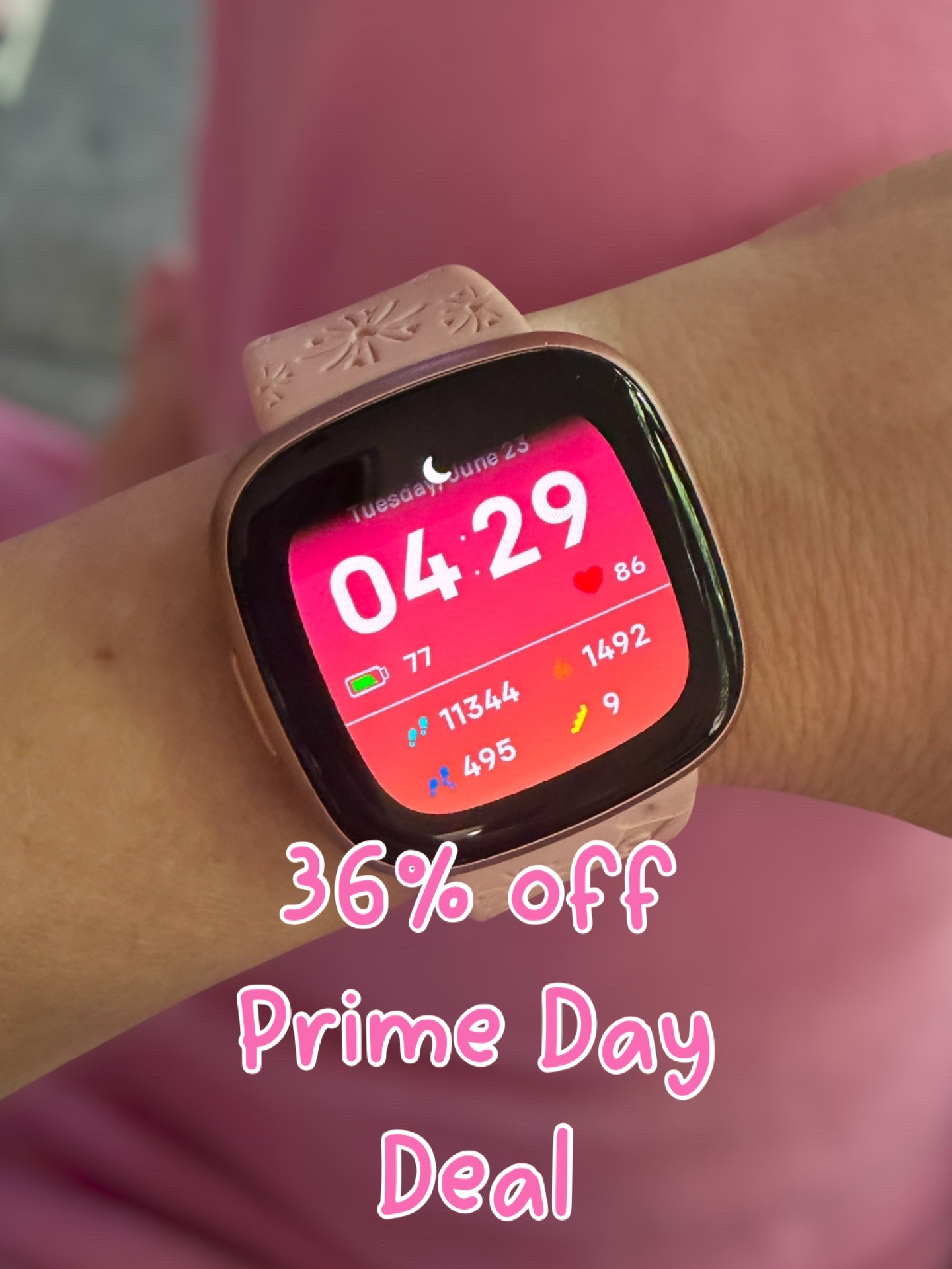 Fitbit Versa 4 Prime Day Deal 💗⌚️✨

I’ve been loving this pink Fitbit Versa 4, and it’s currently marked down for Prime Day! 🎉 Not only is it cute enough to wear every day, but it also helps me stay on top of my fitness goals with step tracking, heart rate monitoring, sleep insights, workout tracking, and built-in GPS.

The soft pink color is so pretty and feminine, making it feel more like an accessory than a fitness tracker. Whether you’re focusing on movement, wellness, weight loss goals, or simply staying active, this smartwatch is packed with helpful features at a great price. 💕

If you’ve been thinking about upgrading your fitness tracker, now is a great time to grab this deal before it’s gone! 🏃‍♀️✨

Fitness smartwatch, Fitbit Versa 4, Prime Day deal, fitness tracker for women, pink smartwatch, health and wellness essentials, step tracker, sleep tracker, heart rate monitor, workout motivation, active lifestyle, weight loss journey, Amazon Prime Day finds, wearable tech. 💗⌚️✨🏃‍♀️

#LTKActive #LTKfitnessgoals #LTKmomlife