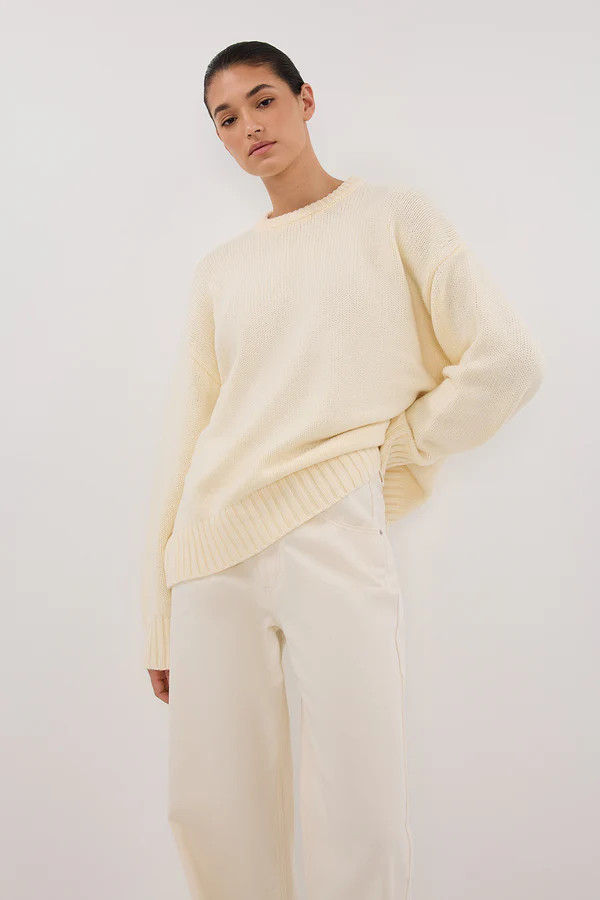 LILAH CREAM LONGLINE KNIT JUMPER | DISSH