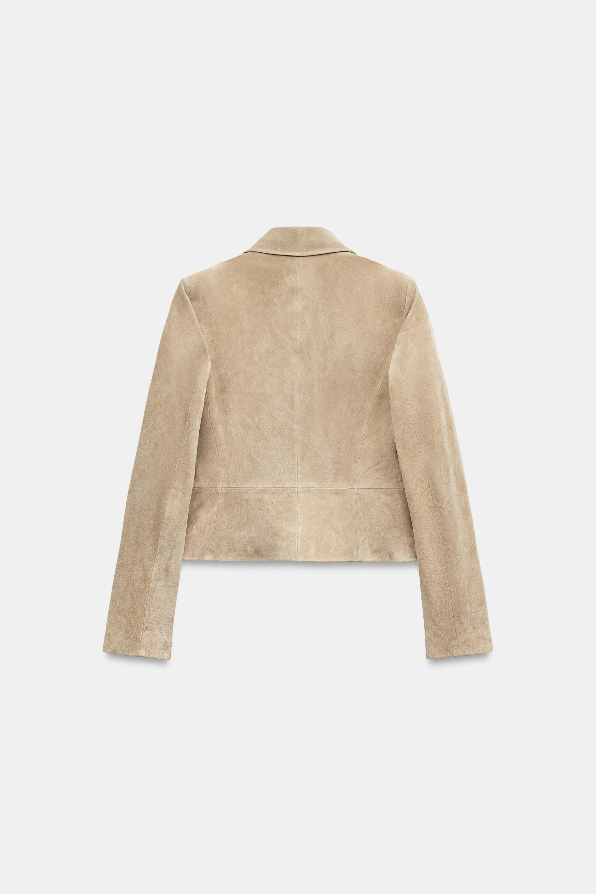 SHORT BLAZER WITH SHOULDER PADS 100% LEATHER | Zara UK