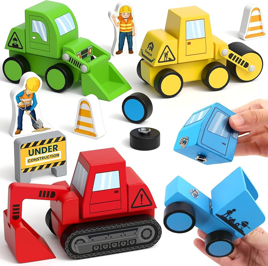 Coogam Snap Together Vehicle Toys for Toddlers, Wooden Montessori Take Apart Construction Enginee... | Amazon (US)