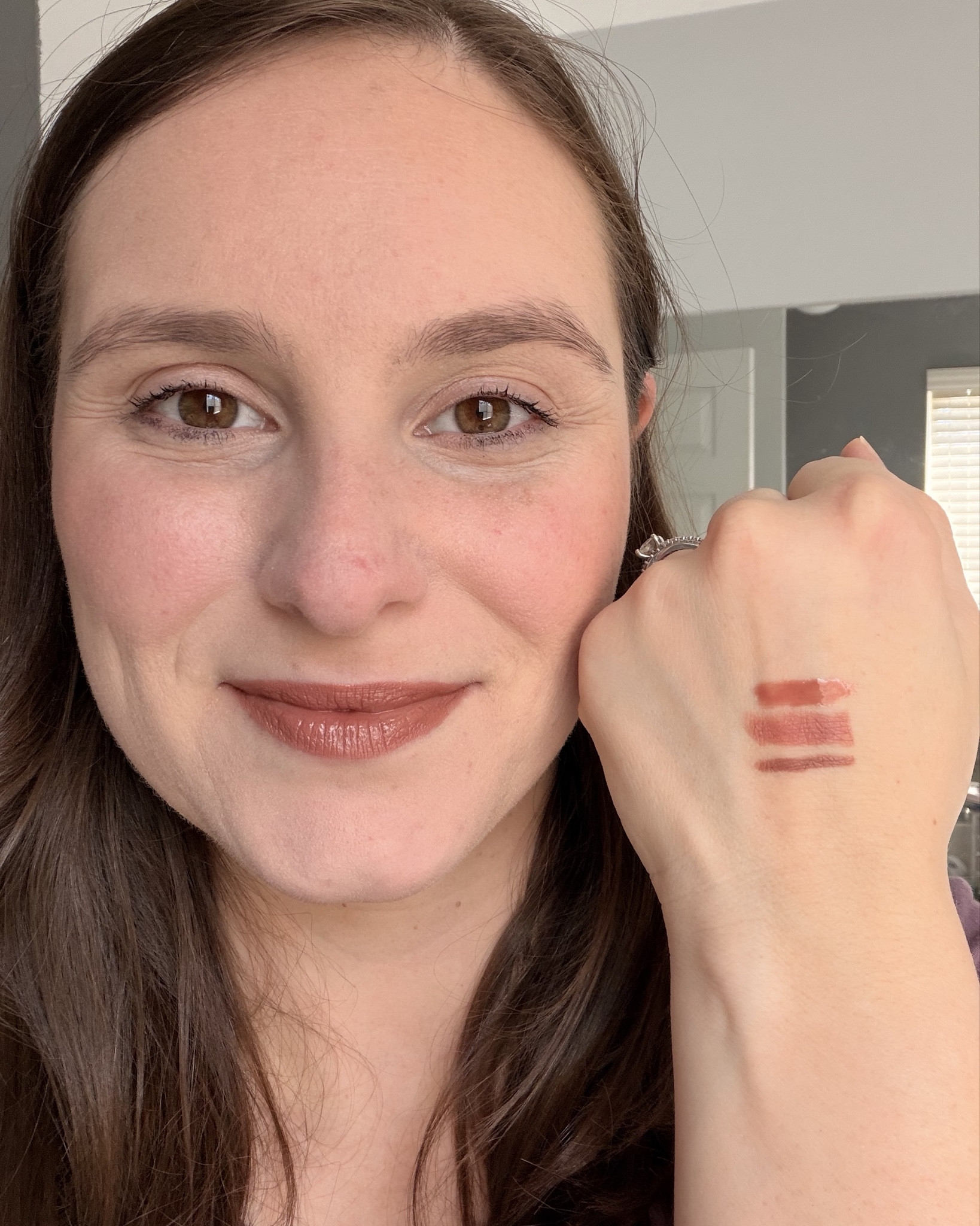 Lip combo:
- Lawless Forget the Filler Definer lip liner, Nude Honey
- Charlotte Tilbury Matte Revolution hydrating lipstick, Pillow Talk
- Charlotte Tilbury Collagen Lip Bath Gloss, Nude Honey

#LTKBeauty