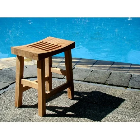 WholesaleTeak Outdoor Patio Grade-A Teak Wood 16 Single Curved Seat Shower / Bath Room / Pool / Spa  | Walmart (US)