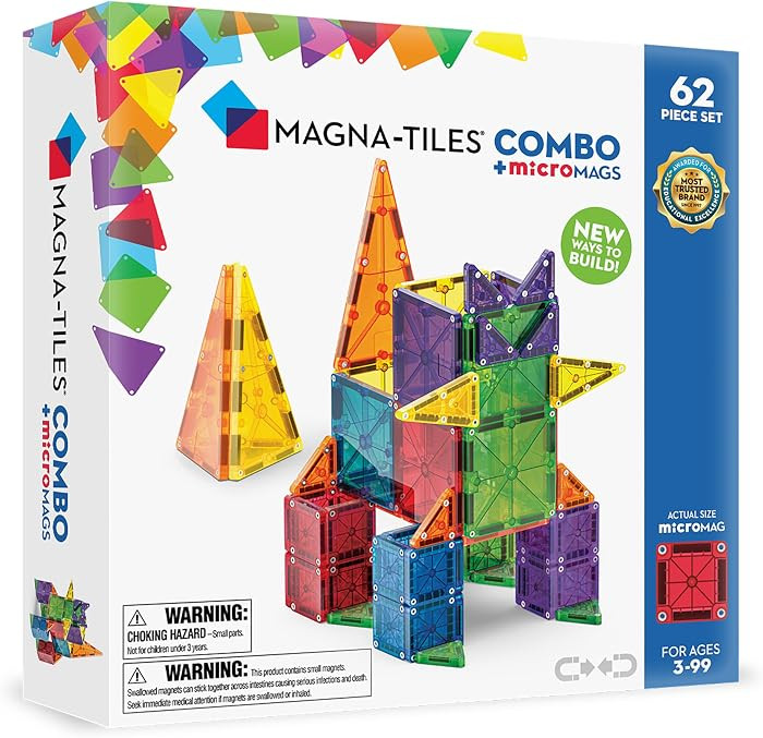 MAGNA-TILES Combo 62-Piece Magnetic Construction Set, The Original Magnetic Building Brand | Amazon (US)