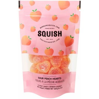 Squish Sour Peach Hearts Gourmet Candy | Well.ca