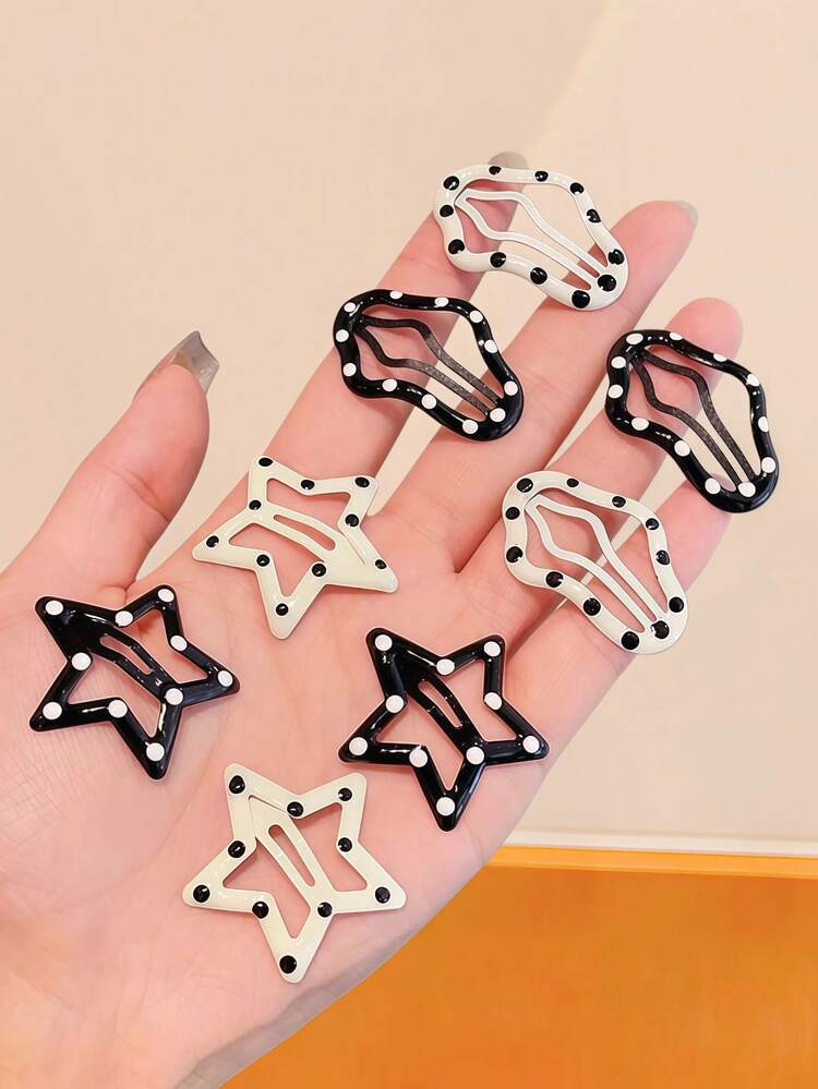 12pcs/Set Polka Dot Hair Clips Set, Retro Fashion Versatile Hair Accessories - Suitable For Women And Girls, Can Instantly Elevate The Sophistication Of Your Outfit, Whether Paired With Minimalist Casual Wear Or Elegant Dresses, Claw Clips, Hair Claws, Hair Slide, Hair Barrettes, Head Accessories | SHEIN